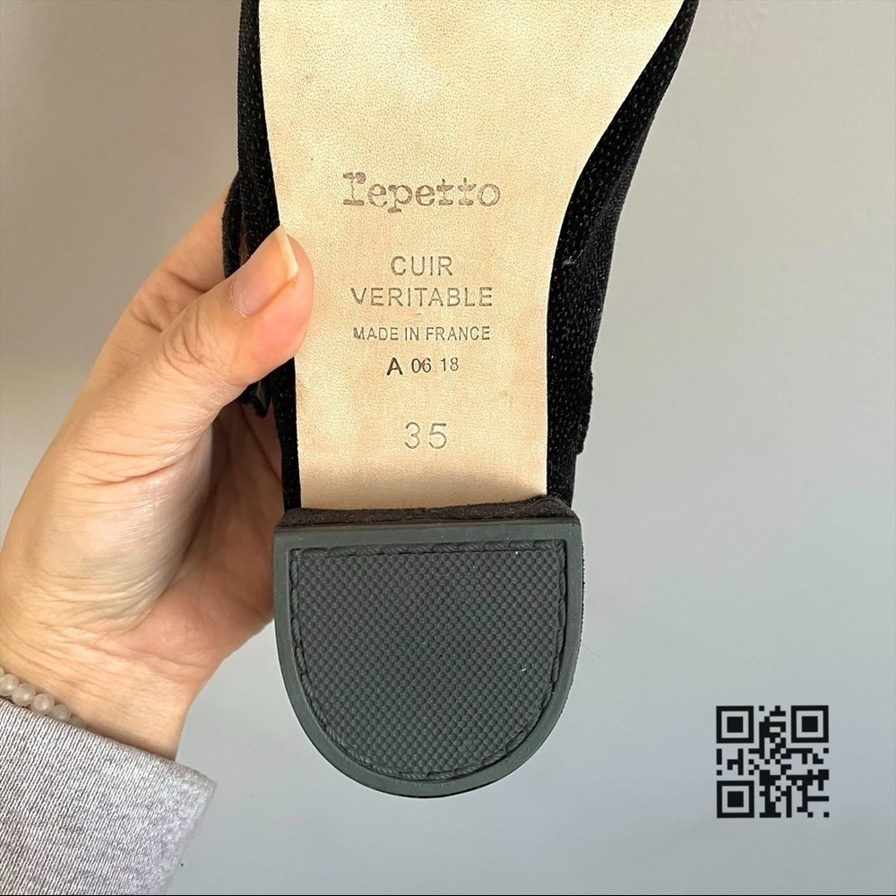 Repetto Rose Black Velvet Mary Janes w/ Silver Sparkle Low Heels - 35/5, BNIB - Picture 8 of 12